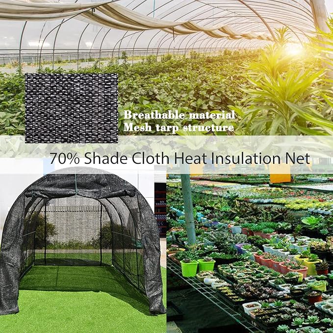 UCINNOVATE Sunblock Shade Cloth 70% Shade Net Greenhouse Covers 10ft x 10ft Fabric Mesh Tarp Sunshade Sunscreen UV Resistant Netting with Grommets for Garden Patio Lawn Plant Parking Yard or Kennel