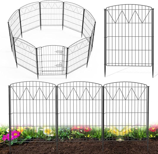 Jocoevel Garden Fence 10 Panels, 35.8 in (H) x 21.8 ft (L) No Dig Decorative Fencing, Rustproof Metal Fence Border for Garden Beds, Outdoor Temporary Dog Fence for Yard Patio