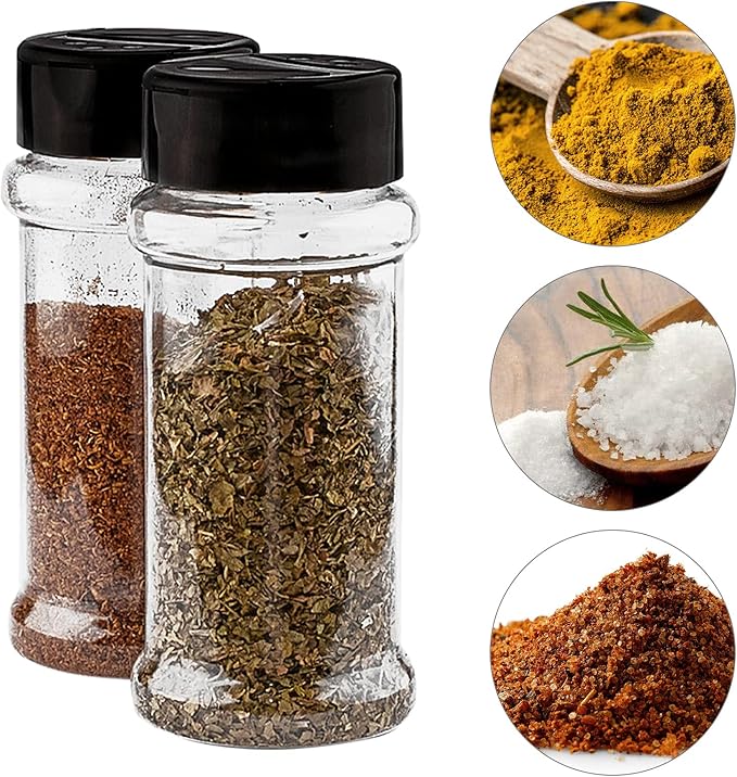TUZAZO 3 oz Plastic Spice Jars with Shaker Lids and Labels, 24 Pcs Clear Empty Spice Bottles Seasoning Containers for Spice, Herbs and Seasoning Powders