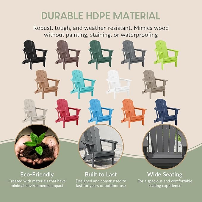 WestinTrends Malibu 2 Piece Set Outdoor Folding Poly Adirondack Chair, Gray