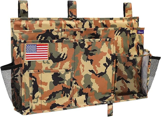 Surblue Bedside Caddy Hanging Organizer Storage Bag Pocket for Bunk, Hospital, College Dorm Rooms, Baby Bed Rails, Camp - 8 Pockets (Large, Desert)