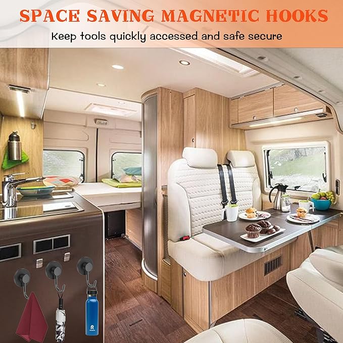 Magnetic Grill Hooks, 2 Pack Magnet Hook for Utensils, Heavy Duty Outdoor Magnetic Hooks for Barbecue Tool, Outdoor Hanging, Refrigerator, Grill, Kitchen