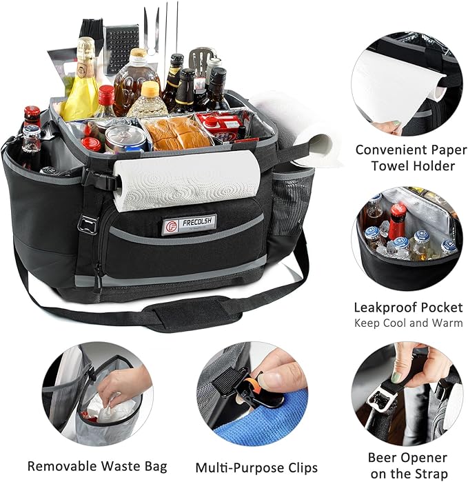 Large Grill Caddy with Hard Base - Blakstone BBQ Organizer, Picnic Camping Utensil Caddy, Tailgating Essentials, Grill Gifts for Men