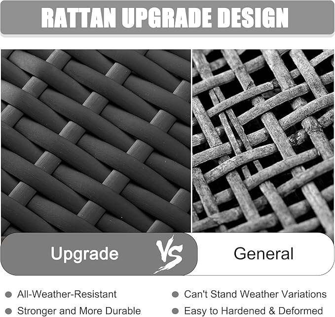 LayinSun 15 Piece Patio Furniture Set with Fire Pit Table, Outdoor Conversation Sets Wicker Rattan Sectional Sofa with Coffee Table