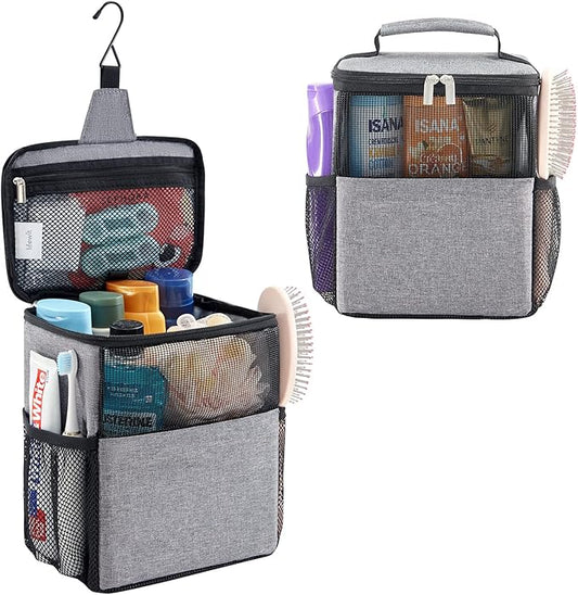 Lifewit Mesh Shower Caddy Bag Portable College Dorm Room Essentials Caddy Tote Basket for Bathroom, Gym, Travel, Camping Quick Dry Hanging Shower Organizer Toiletry Bag for Women Wen, Medium, Gray