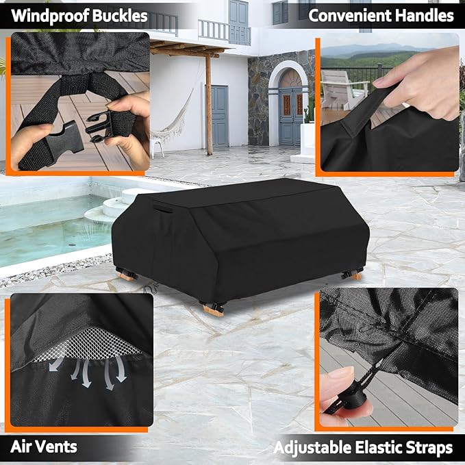 STARTWO Waterproof Picnic Table Cover Outdoor Patio Bench Covers for 6 ft Picnic Table Bench Set Windproof 70 / 72 Inch Black