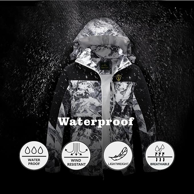 GIISAM Rain Jacket for Men, Mens Waterproof Raincoat Lightweight Rain Jackets Outdoor Rain Coat Windbreaker with Hood