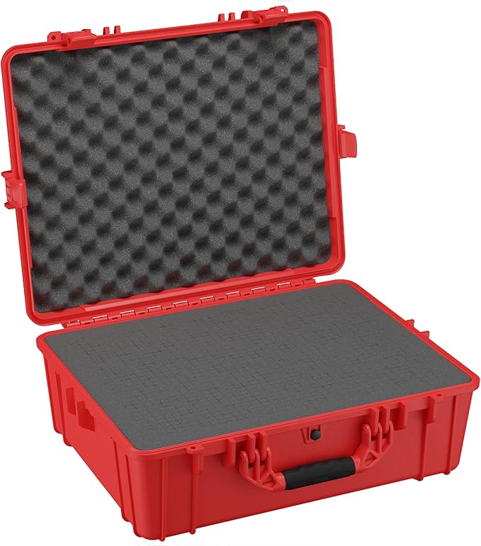 Condition 1 25" Large Waterproof Hard Case Model 839 with Foam, Portable Protective Storage Box for Travel, Hunting, Military, Tactical, Made in USA, 24.50"x 19.46"x8.41" Red