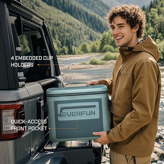 EVERFUN Soft Cooler 30 Can, Portable Insulated Small Cooling Lunch Box for Men and Women, Leakproof Ice Chest Bag for Travel, Beach, Camping, Beverage, Boating, Fishing, Tailgating, Work and Picnic