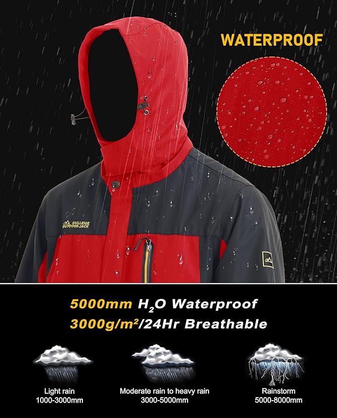 MAGCOMSEN Men's Hooded Windproof Water Resistant Rain Jacket Windbreaker 5 Pockets for Hiking,Fishing,Travel