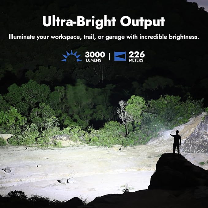 WUBEN L3 Flashlights High Lumens, 3000 Lumens Flash Light Bright Flashlight Rechargeable, Dual-Way USB C Charging 7 Mode, IP68 Handheld Flashlight for Tactical/Outdoor, Tool Gifts for Men