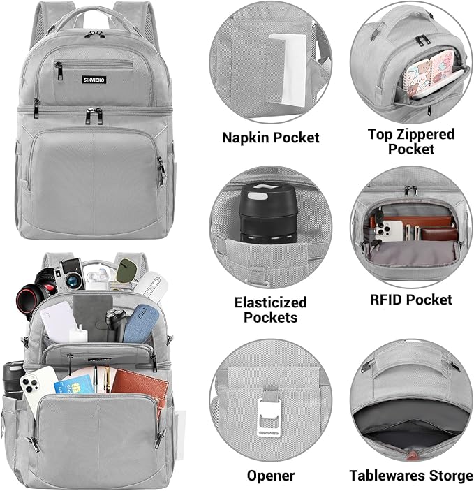 Insulated Cooler Backpack,Double Deck Leakproof Cooler Bag,Insulated Backpack Cooler Lunch Backpack for Men Women