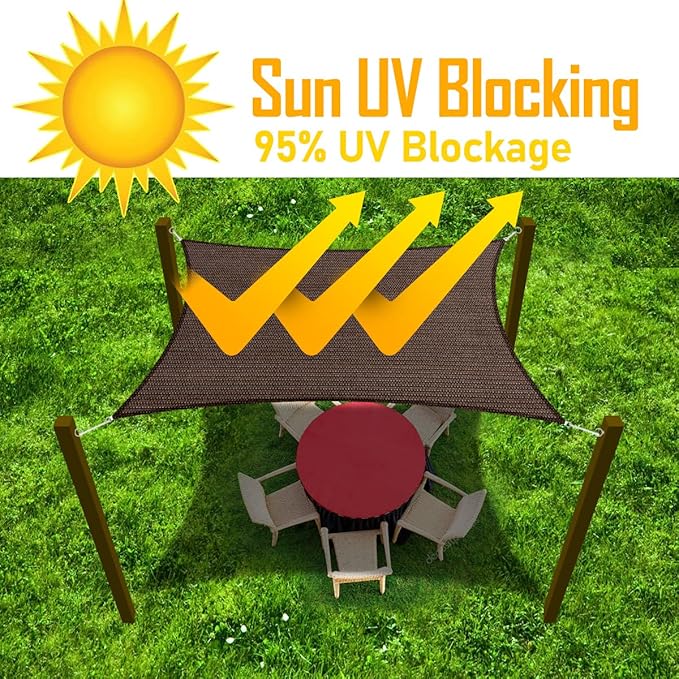 10' x 21' Brown Outdoor Sun Shade Sail Canopy ??UV Resistant Permeable Awning Fabric for Patio, Garden, Backyard, Pergola, Carport, Lawn Shelter Cover