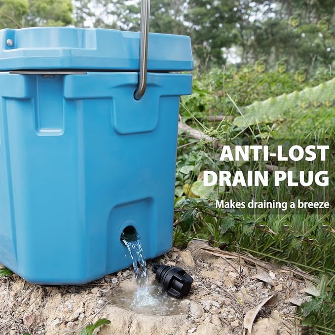 Hard Cooler, Insulated Ice Chest Box Holds Ice for More Days, Portable Cooler with Handle, Cup Holders, Double Latches for Camping Drink, Beach, Picnic, Fishing, Boat, Barbecue