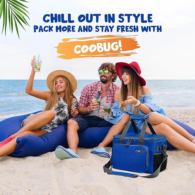 Large Cooler Bag 40-Can Capacity - Portable Soft Cooler Bags Insulated for Travel, Leakproof Collapsible Coolers for Picnic, Beach, Camping & Road Trips, Food & Drinks Travel Cooler Bag