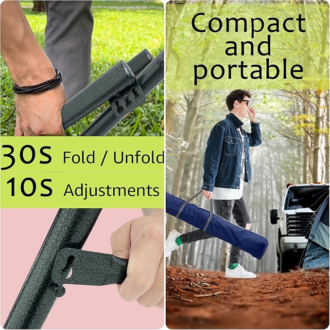 Tranquillo Canvas Hammock with Stand Heavy-Duty, Hammock Quick Fold Unfold Steel Frame Hammock, Portable Hammock Stand Spreader Bar, 600 lbs Capacity Portable Relaxation Gear, Blue