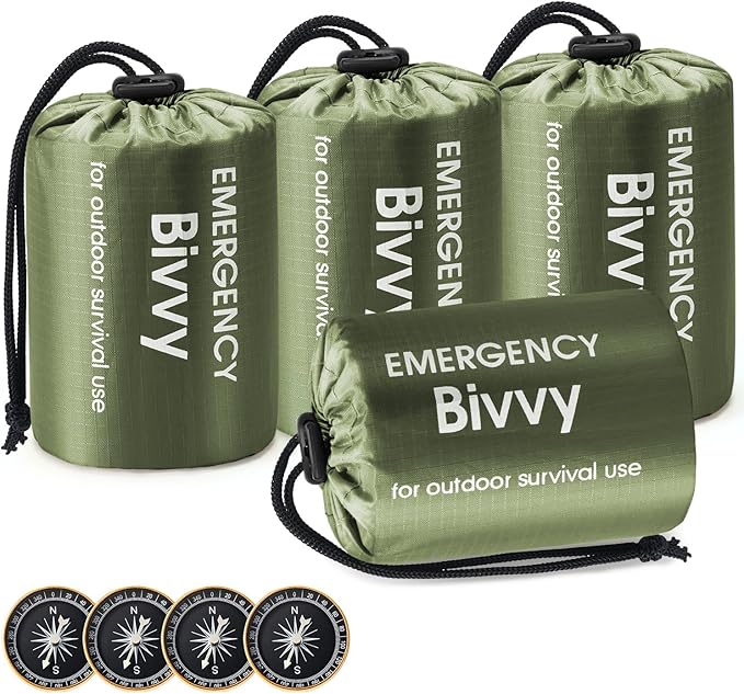 Esky Emergency Sleeping Bag, Portable Emergency Blanket Thermal Bivy Sack, Waterproof Lightweight Survival Gear with Compass for Camping Hiking Outdoor Adventure