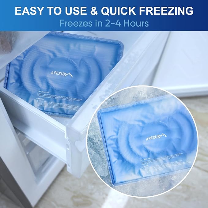 APEXUP Gel Ice Packs for Injuries Reusable, Flexible Double Sided Cold Packs for Injuries, Ice Pack for Knee, Shoulder, Back, Hip, Leg, Arm (Blue, L, 1PK)