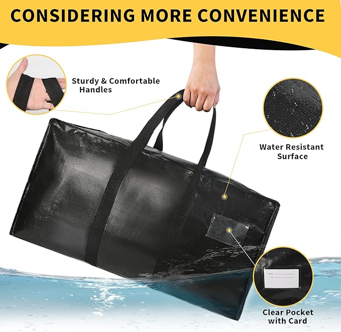 Heavy Duty Extra Large Moving Bags,69 Gallon Jumbo Packing Bags,Huge Moving Storage Bags with Strong Zippers & Carrying Handles,Reusable Big Moving Storage Bags for College Dorm Travel 1Pack