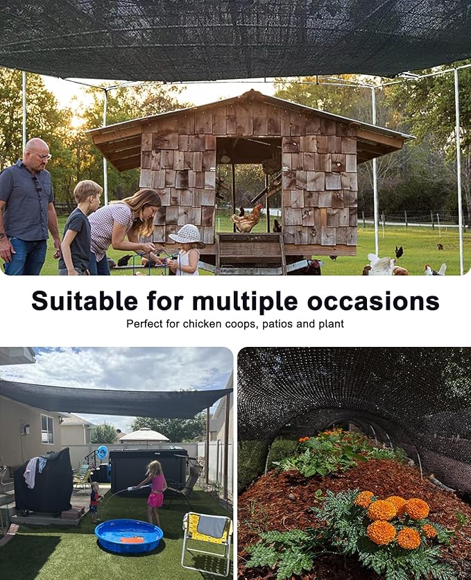 90% Black Shade Cloth,8x20FT Durable Mesh Tarp with Grommets, Garden Sunblock Shade Cloth Shading Antifreezing for Plants Cover, Greenhouse, Barns Kennel