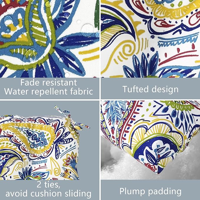 LVTXIII 2 Pack Outdoor/Indoor High Back Chair Cushions, Deep Seat Patio Seat and Back Cushion Set, Stuffed High Rebound Foam Rocking Chair Cushions, 44”x22”x4”, Paisley Chili