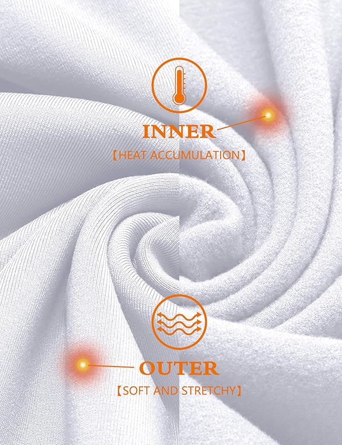 URRU Thermal Underwear for Men High Stretch Fleece Lined Long Sleeve Crewneck Thermal Shirts Base Layer Top Men Cold Weather