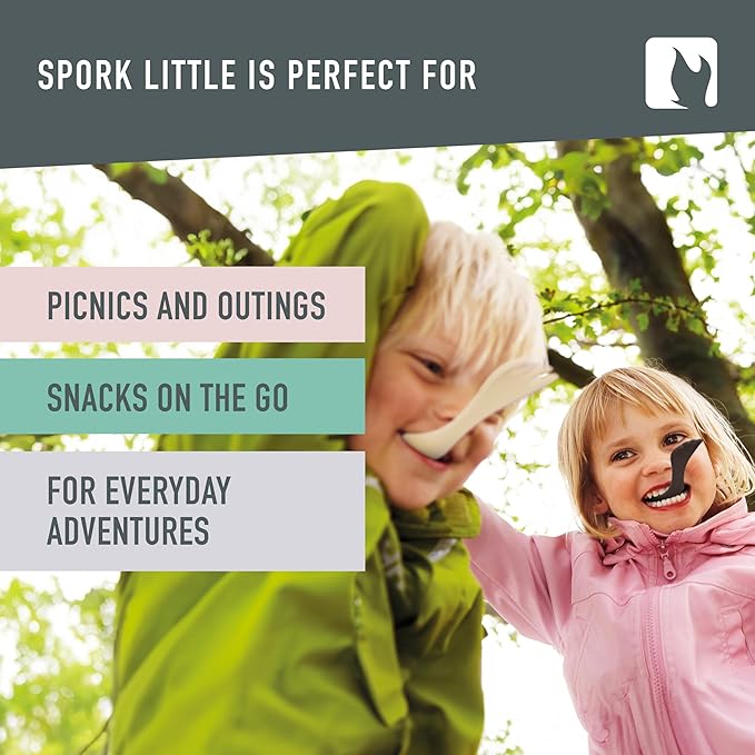 Light My Fire Spork Little Colored Sporks 2pack, 2-in-1 Hard Plastic Travel Spork Reusable Camping Utensils for Lunch Box Outdoor Picnic Utensil BPA Free, Cocoa/Cream