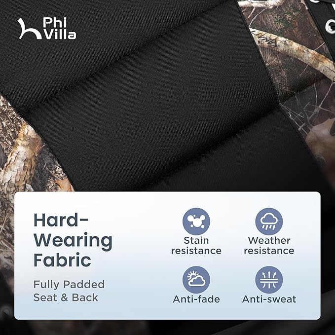 PHI VILLA XXL Oversized Padded Zero Gravity Chair, Foldable Patio Recliner, 30" Wide Seat Anti Gravity Lounger with Cup Holder, Set of 2, Support 400 LBS (Camouflage)