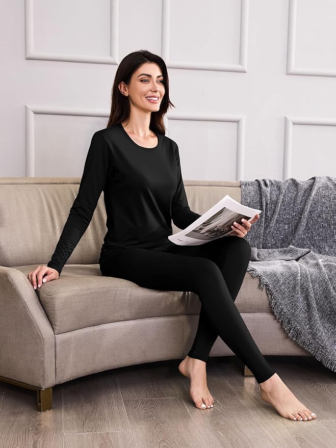 URATOT 3 Sets Women's Thermal Underwear Set Fleece Lined Long Johns Thermal Underwear Base Layer for Women Cold Winter