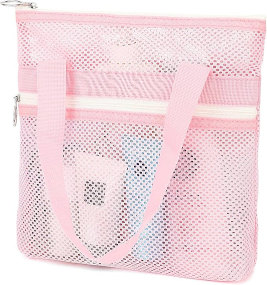 Mesh Shower Caddy Portable with Zipper & 2 Pockets - Quick Dry Shower Caddy Hanging for Travel Gym Camp Beach - Organizer Bag Bathroom Essentials for College Dorm