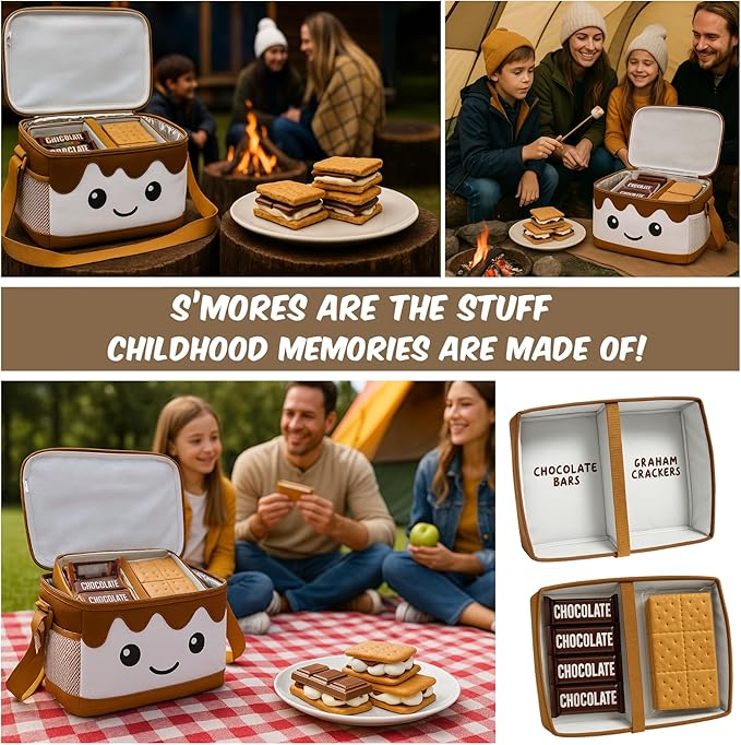 The S’mores Company - S’mores Caddy with Tray Organizer, Smores Snackle Box Kit for S’mores Supplies, Camping Accessories