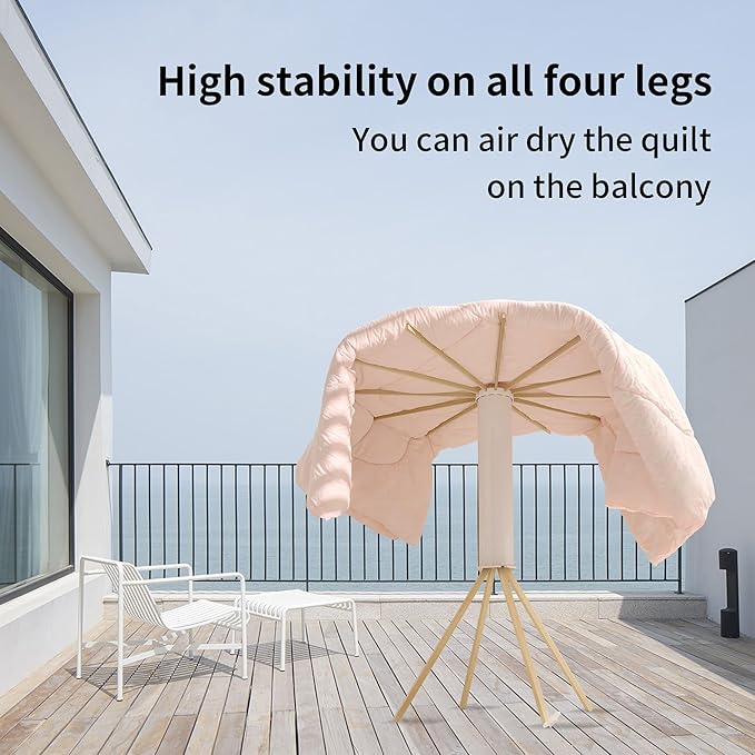 JOOM Four Legs Clothes Drying Rack, Garment Rack Portable and Foldable Space Saving Laundry Drying Rack - Drying Rack Floor Folding Balcony Bedroom Solid Invisible Household