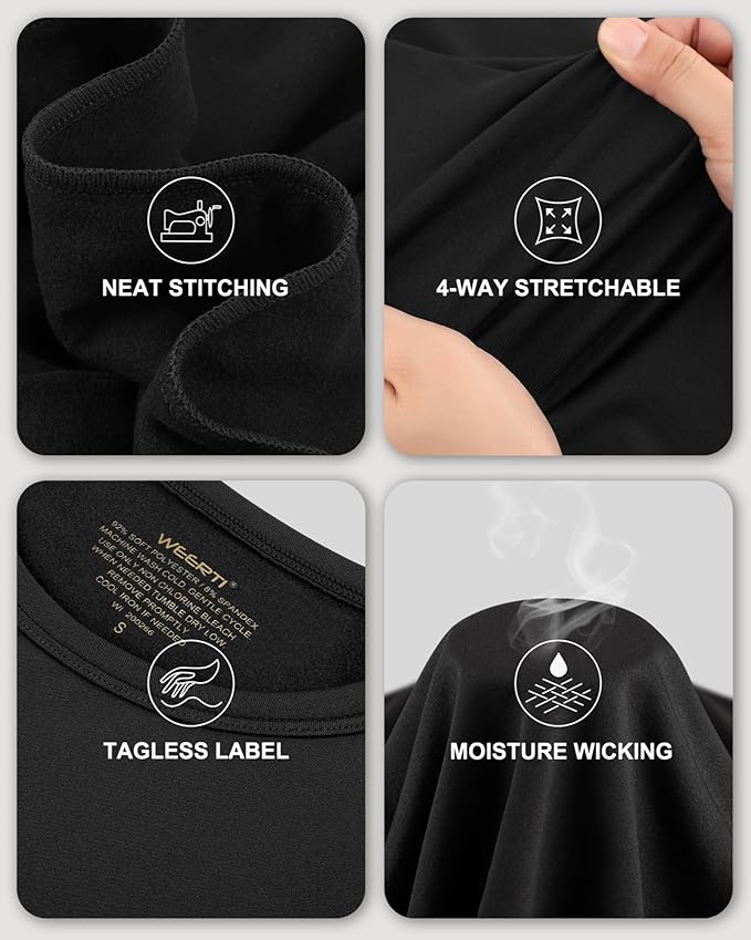 WEERTI Thermal Underwear for Men Long Johns with Fleece Lined, Base Layer Men Cold Weather Top Bottom