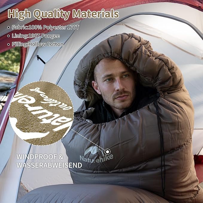 Naturehike Sleeping Bags for Adults, 23/39℉ Mummy Backpacking Sleeping Bag, 0 Degree Lightweight Sleeping Bag Warm for Camping, Hiking