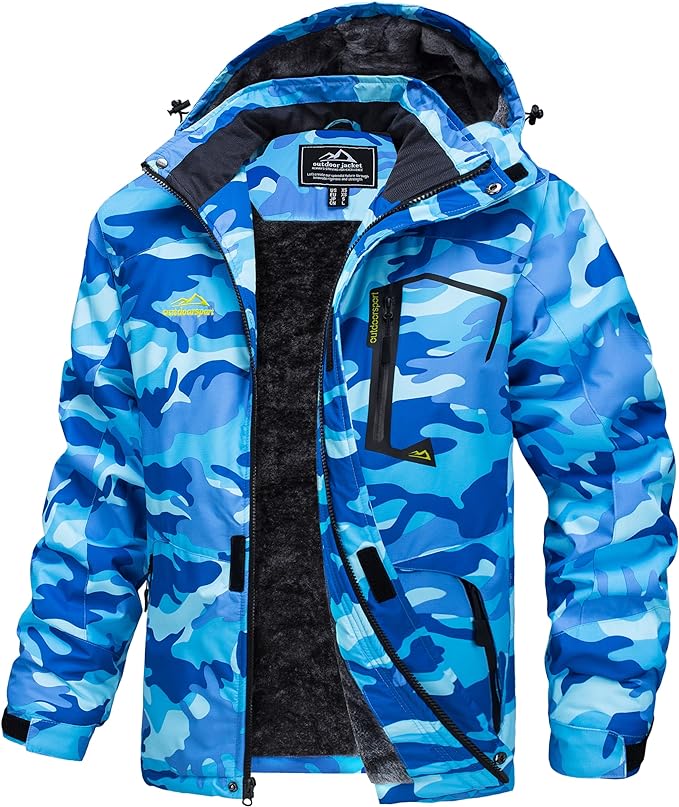 MAGCOMSEN Men's Winter Coats Water Resistant Ski Snow Jacket Warm Fleece Jacket Parka Raincoats With Multi-Pockets