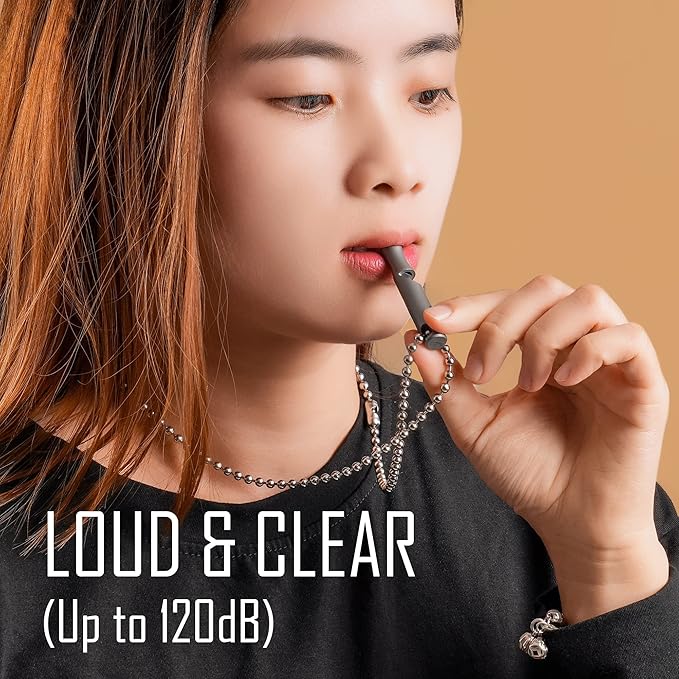 KeyUnity Titanium EDC Whistle Outdoor Emergency Whistle for Keychain, Comes with Necklace to Hang on Neck