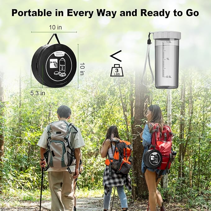 Portable Shower for Camping, 5 Gal/20 L Solar Heating Camping Shower Bag with Shower Pump, Portable Shower Head, Essential for Camping,Festivals, Overlanding, Beach Trips,Outdoor Showers