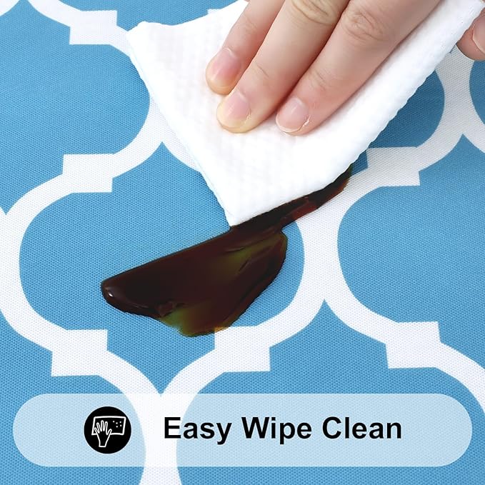 Smiry Rectangle Picnic Table Cover, Waterproof Elastic Fitted Camping Tablecloths for 4 Foot Tables, Wipeable Flannel Backed Vinyl Tablecloth Protector for Indoor, Outdoor (Light Blue, 24x48 Inches)