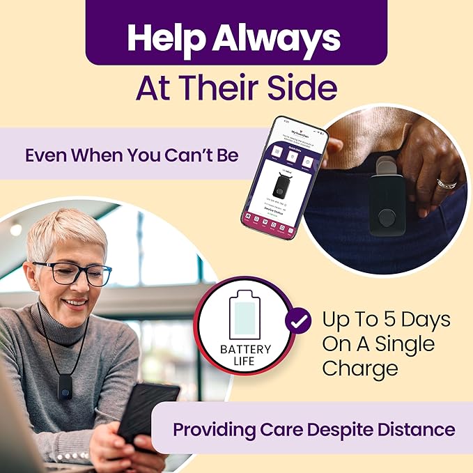 Medical Guardian MGMini | Medical Alert Device for Seniors | Water-Resistant, Emergency Call Button, 24/7 Monitoring, Step Counter, GPS Tracking | Monthly Subscription Required | Black