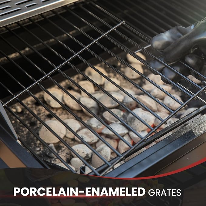 Royal Gourmet CD1824EC 24 Inch Movable Charcoal Grill with Cover, 490 Sq. In. Cooking Area, Outdoor Barbecue Grill with Foldable Side Tables for Outdoor Picnic and Camping Grilling, Black