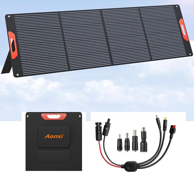 200W Portable Solar Panels for Power Station, 24% High Efficiency, 200 Watt Monocrystalline Foldable Solar Panel Charger with 5V USB/20V DC Output, Adjustable Kickstand for Camping, Off-Grid Living