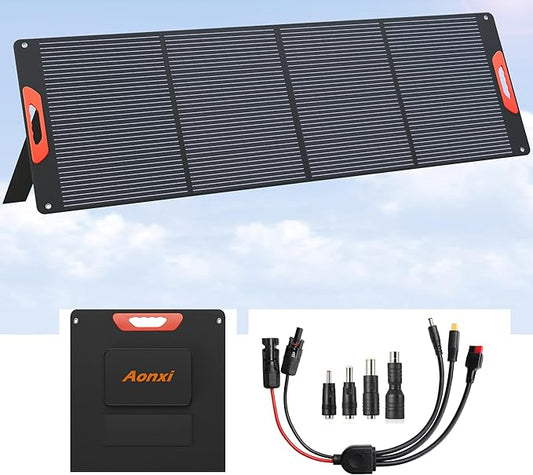 200W Portable Solar Panels for Power Station, 24% High Efficiency, 200 Watt Monocrystalline Foldable Solar Panel Charger with 5V USB/20V DC Output, Adjustable Kickstand for Camping, Off-Grid Living