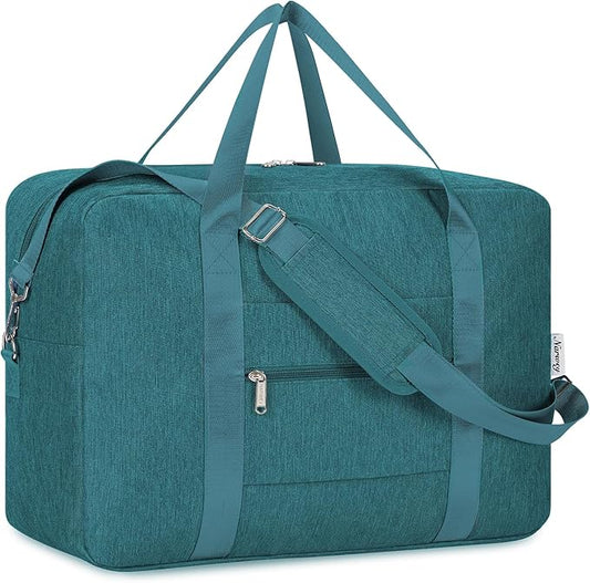 For Spirit Airlines Personal Item Bag 18x14x8 Foldable Travel Duffel Bag Underseat Carry on Luggage Weekender for Women 30L (Teal)
