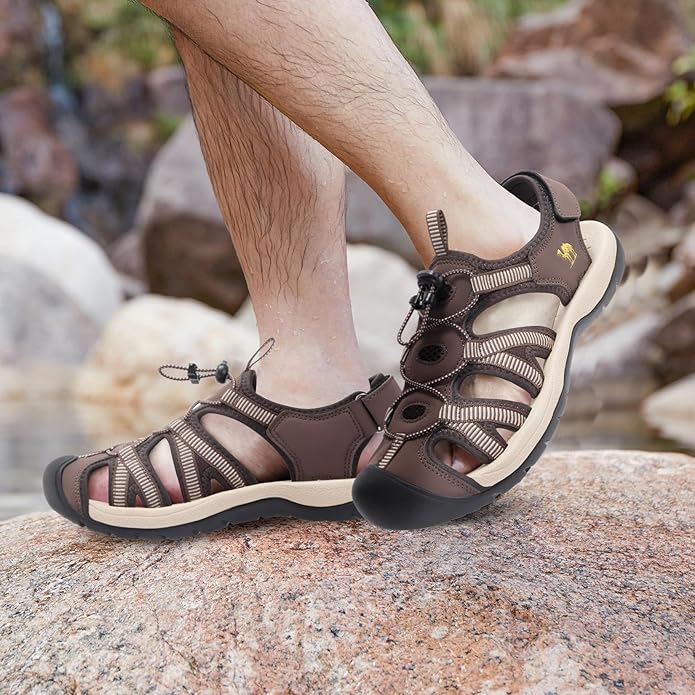 CAMELSPORTS Men's Hiking Sandals Closed Toe Outdoor Beach Sandal Waterproof Sport Fisherman Sandals Water Shoes