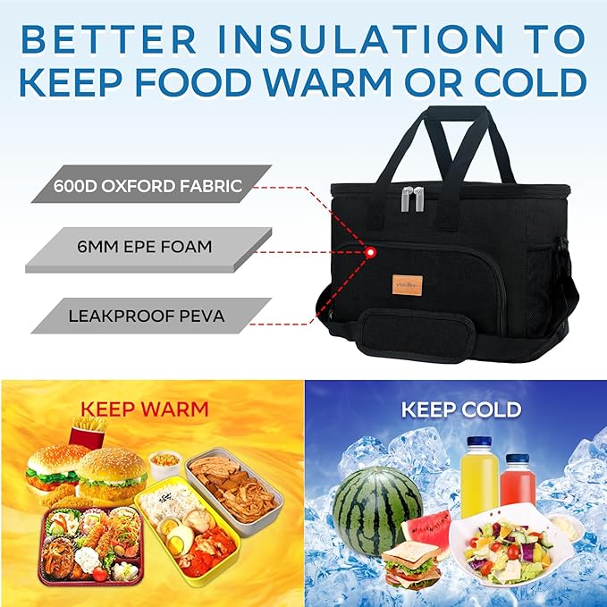 Portable Soft Cooler Bag - 24/60 Can Insulated Camping Cooler, Leakproof Collapsible Soft Sided Cooler for Drink, Suitable for Picnic, Beach, Outdoor, Lunch, Work, Ice Chest