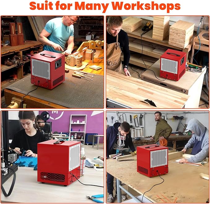 Abestorm Tabletop Dust Collector for Woodworking, Portable Double-sided Intake Air Filtration Systems, Movable Air Filter with Built-in Ionizer, Timer Function, Ideal for Garage Works Shop