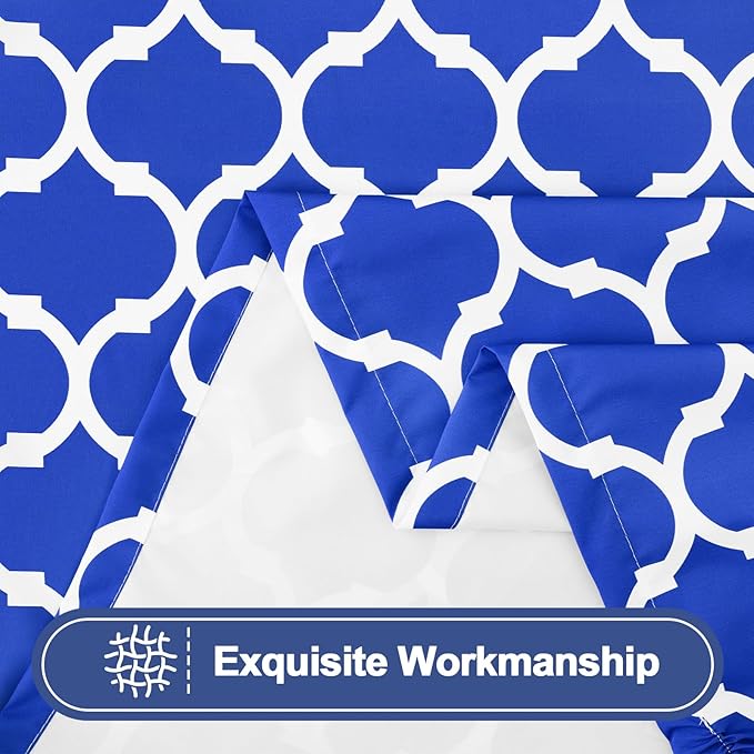 Smiry Picnic Table Cover with Bench Covers, Waterproof Elastic Fitted Tablecloth for 8 Foot Tables, Washable Polyester Tablecloths for Camping, Indoor & Outdoor (Blue Morocco, 30x96 Inch 3-pc Set)