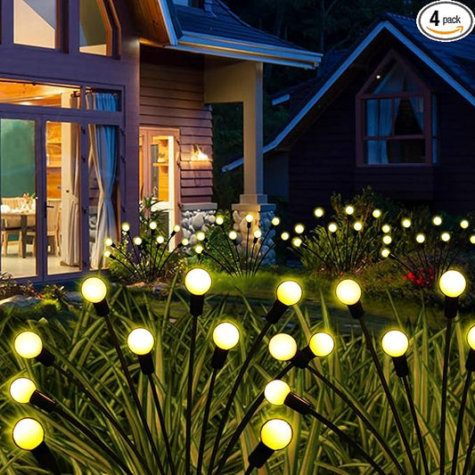 Solar Garden Lights Outdoor, 4 Pack 40 LED Solar Firefly Lights Waterproof, Sway by Wind, Swaying Light for Yard Patio Backyard Garden Planter Flower Bed Pathway Outdoor Decoration (Warm White)