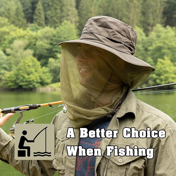 Comhats Net Nylon Mesh Veil Bucket Hats for Men Sun UV Protection Fishing/Gardening/Boating Outdoor