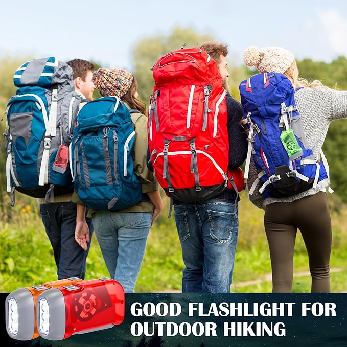 Treela 36 Pcs Hand Crank Flashlights Operation Christmas Items Bulk Squeeze Flashlight No Battery Required Torchlight 3 Powered Charging for Emergency(Red, Blue, Purple, Orange, Yellow, Green)